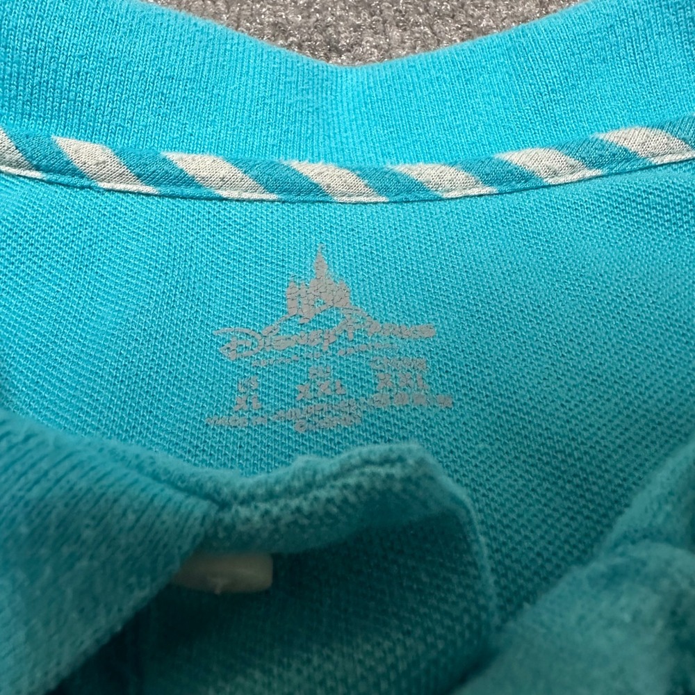 Disney Parks Mickey Mouse Embroidered Pique Polo Shirt Turquoise Blue Mens XL - Picture 3 of 7